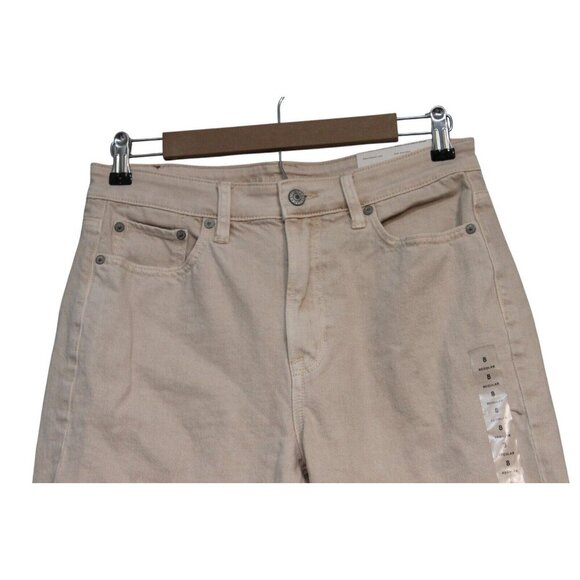 NWT American Eagle Jeans Size 8 / 29 High Rise Mom Straight Beige Denim Preppy - Picture 2 of 15